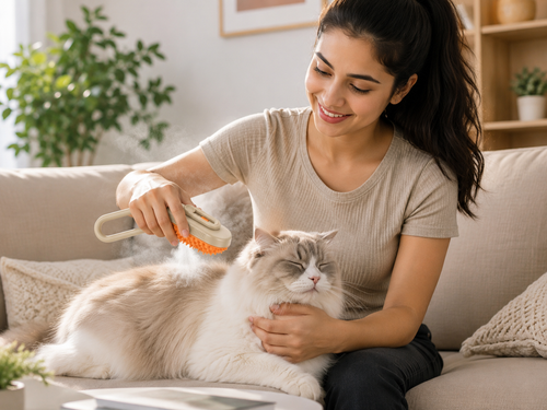 3-in-1 Steam Grooming Brush for Dogs & Cats | Self-Cleaning Pet Brush