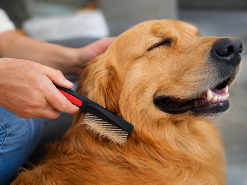 Premium Flea & Grooming Comb for Dogs & Cats | Stainless Steel Deshedding Comb