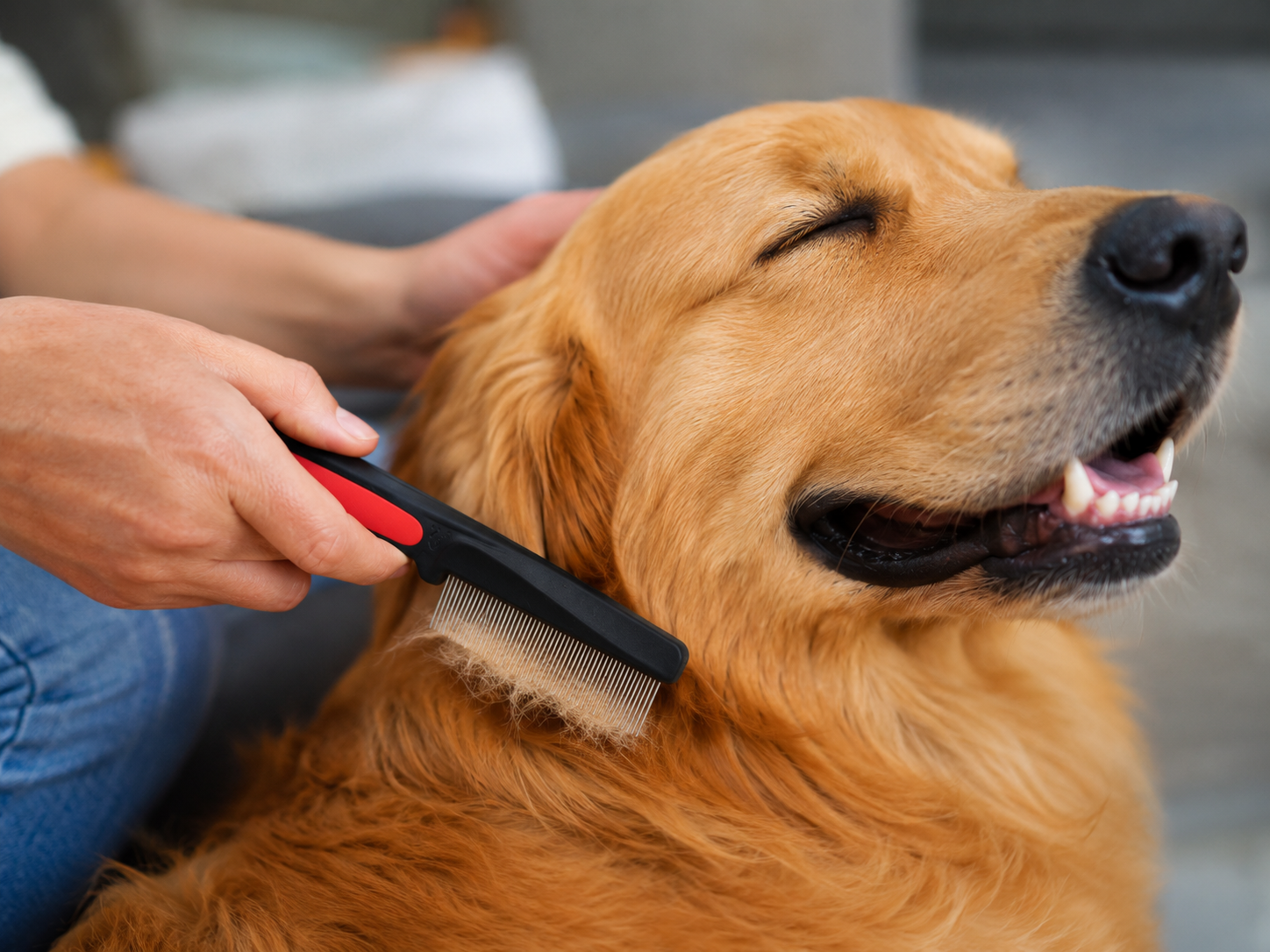 Premium Flea & Grooming Comb for Dogs & Cats | Stainless Steel Deshedding Comb