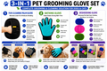 3-in-1 Pet Grooming Glove Set for Dogs & Cats | Deshedding, Bath & Massage Gloves