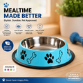 Premium Stainless Steel Anti-Skid Pet Bowls (Set of 2) | Food & Water Bowl for Dogs & Cats