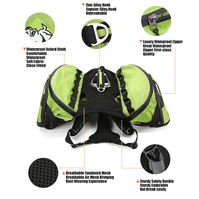 TRUELOVE® Waterproof Dog Backpack Harness – Detachable Carrier for Hiking & Travel