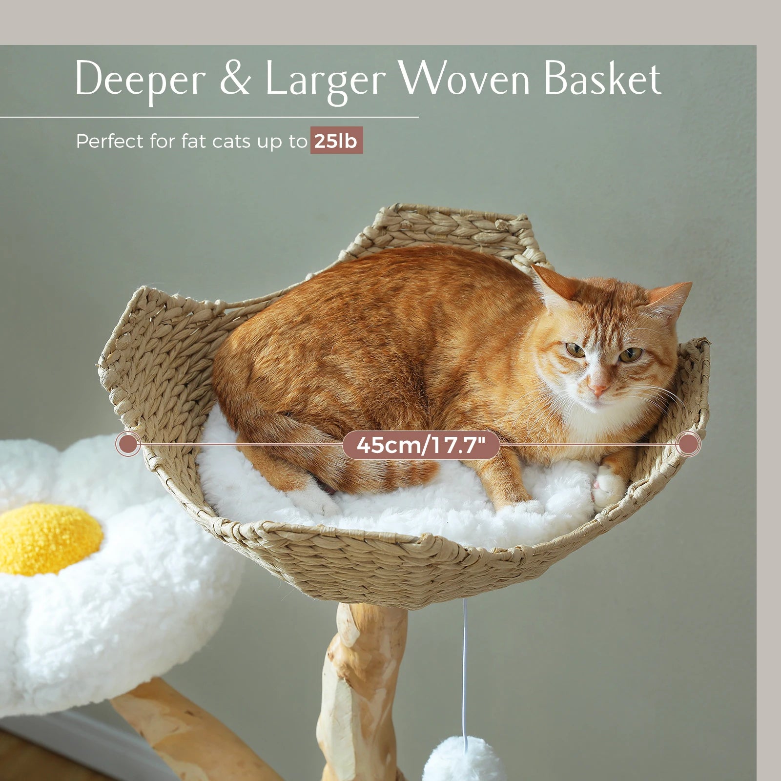 Luxury Wooden Cat Tree for Large Cats – Modern Cat Tower with Wicker Baskets, Scratching Posts & Soft Hammock