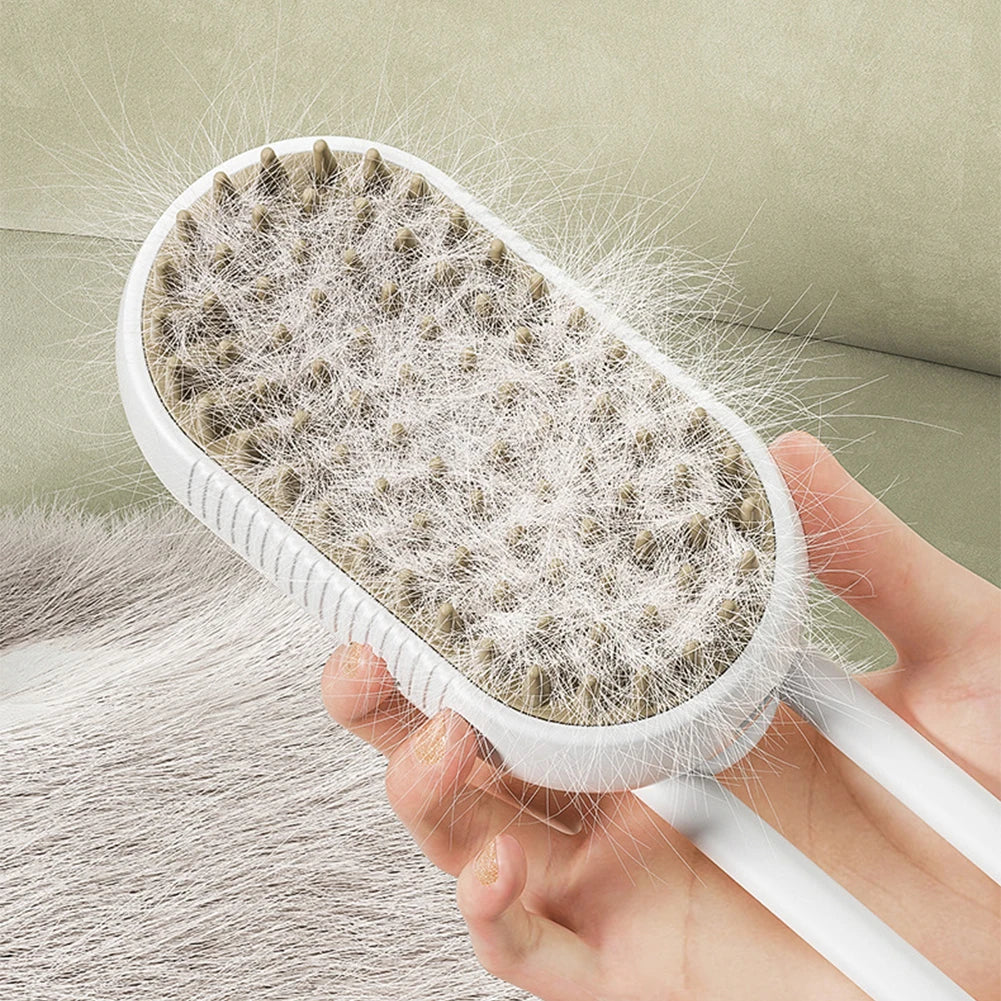 3-in-1 Steam Grooming Brush – Electric Spray Massage Comb for Cats & Dogs