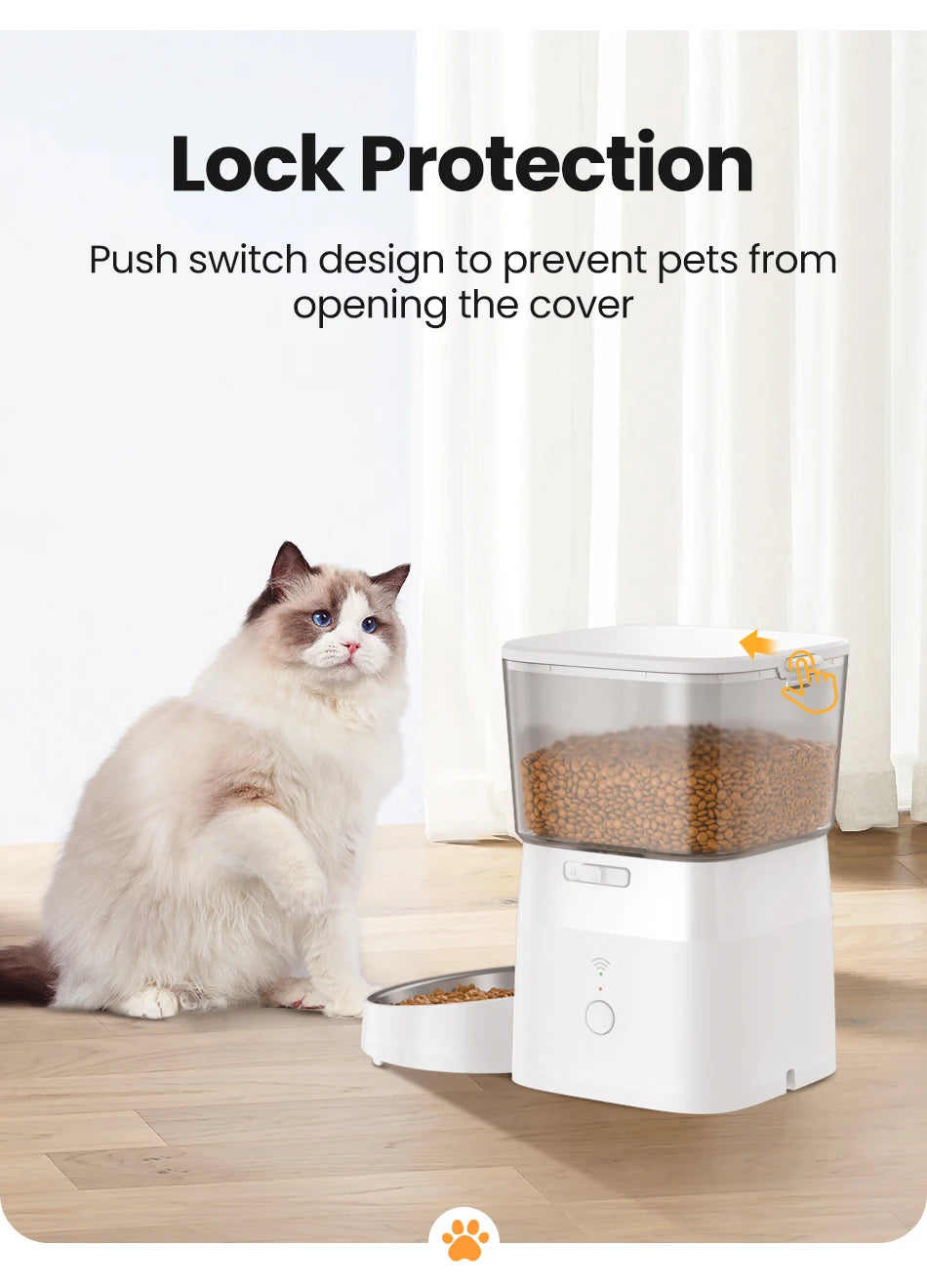 Smart Wi-Fi Automatic Pet Feeder – App-Controlled Dry Food Dispenser with Portion Control (2L Capacity)