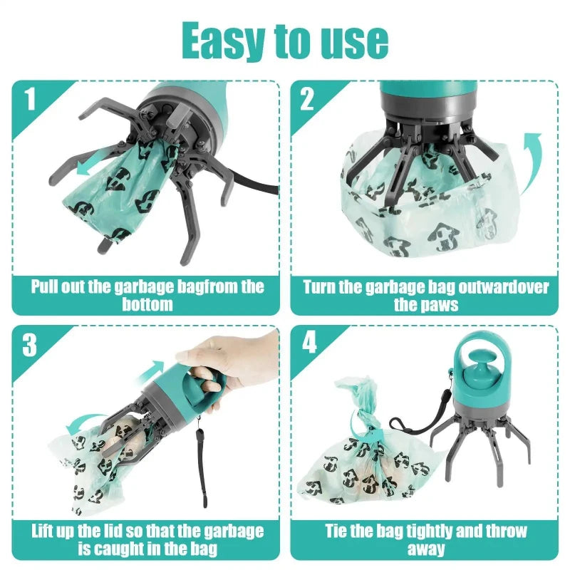 Hands-Free Portable Dog Pooper Scooper with Built-In Bag Dispenser – No-Touch Pet Waste Grabber for Outdoor Walks