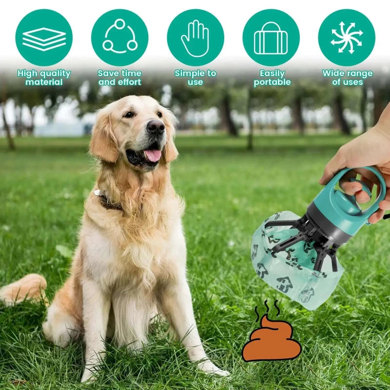 Hands-Free Portable Dog Pooper Scooper with Built-In Bag Dispenser – No-Touch Pet Waste Grabber for Outdoor Walks