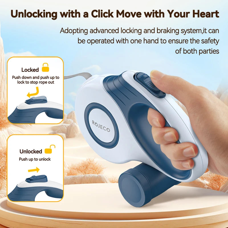 Retractable Dog Leash with Lock – Smooth Extendable Control for Daily Walks