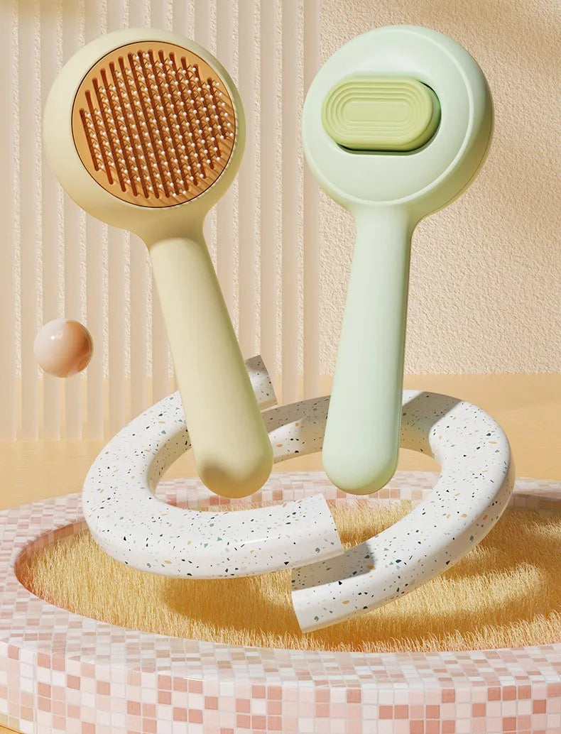 Self-Cleaning Cat Grooming Brush – One-Click Deshedding & Massage Comb for Cats