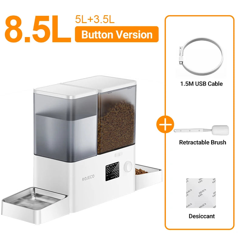 2-in-1 Automatic Pet Feeder & Water Fountain – 8.5L Large Capacity Gravity Food & Fresh Water Dispenser for Cats & Dogs