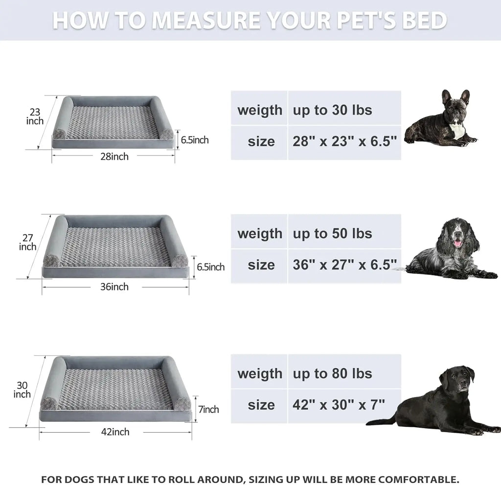 Orthopedic Waterproof Dog Bed – Sofa-Style Support with Removable Washable Cover (Large Dogs)