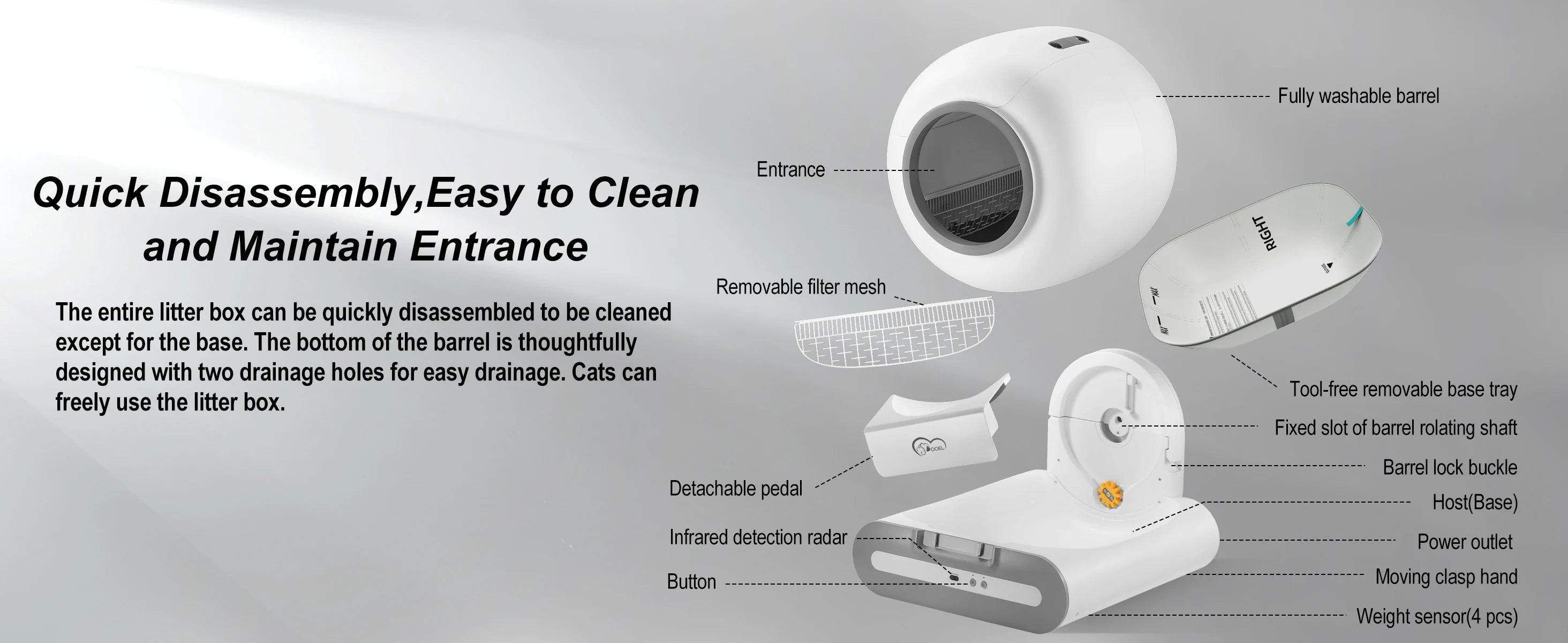 DOEL Self-Cleaning Cat Litter Box with App Control – Large Capacity, Multi-Cat Friendly
