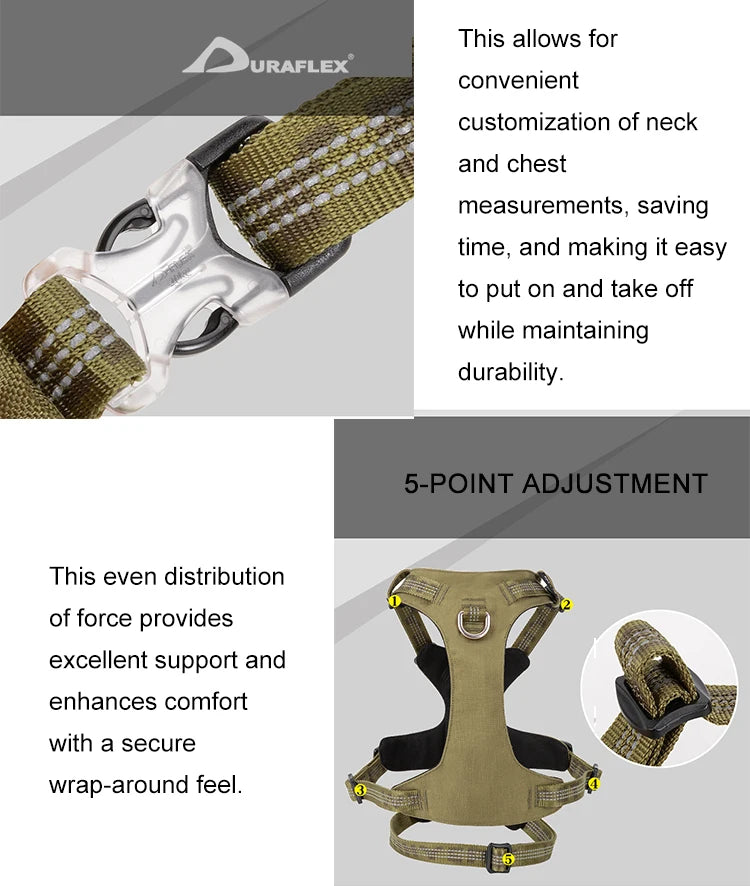 Escape-Proof Dog Harness with Handle – 5-Point Adjustable No-Pull Support Vest