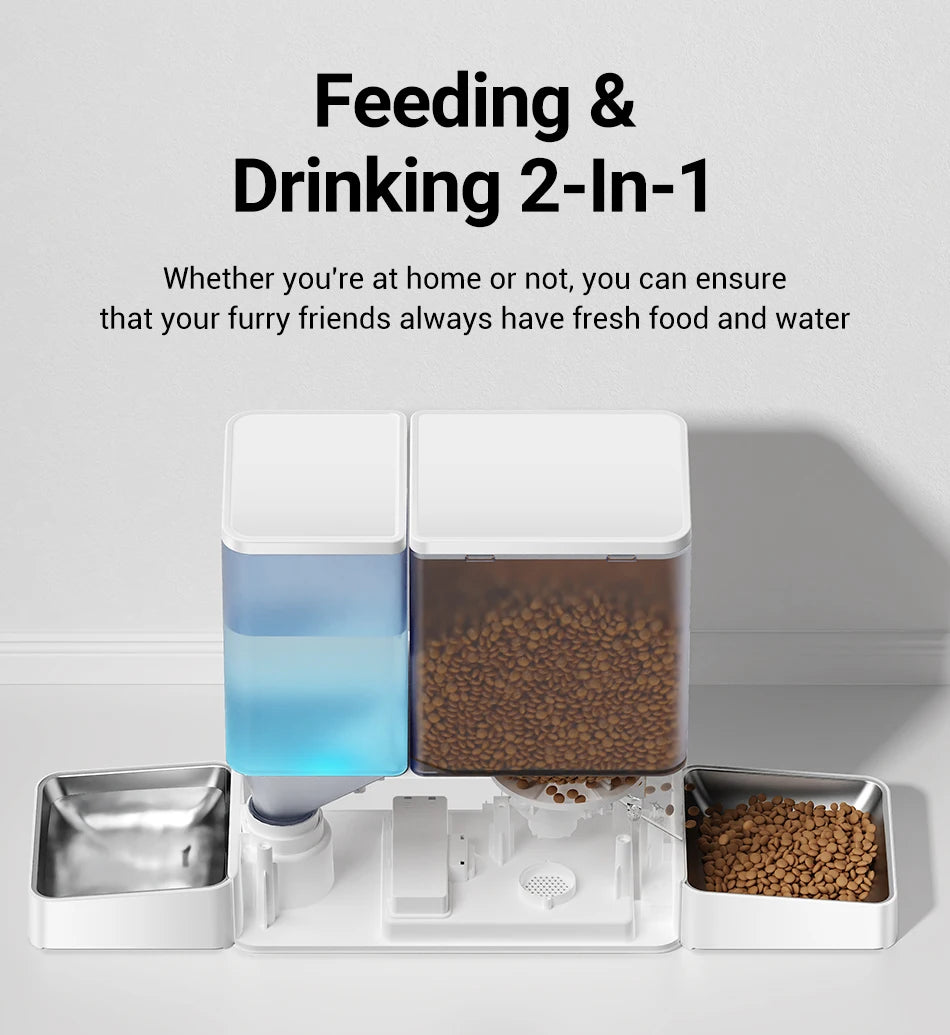 2-in-1 Automatic Pet Feeder & Water Fountain – 8.5L Large Capacity Gravity Food & Fresh Water Dispenser for Cats & Dogs