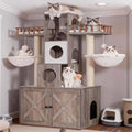 Large Cat Tree with Hidden Litter Box Enclosure – Heavy-Duty Modern Cat Tower with Scratching Posts (Up to 20 lbs)