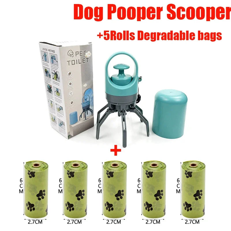 Hands-Free Portable Dog Pooper Scooper with Built-In Bag Dispenser – No-Touch Pet Waste Grabber for Outdoor Walks