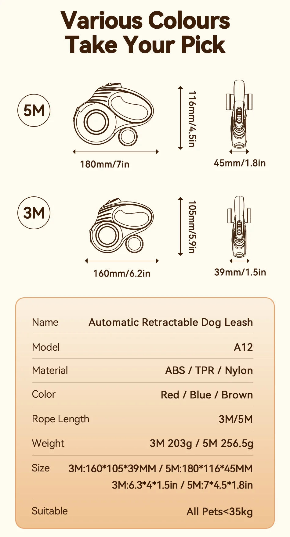 Retractable Dog Leash with Lock – Smooth Extendable Control for Daily Walks
