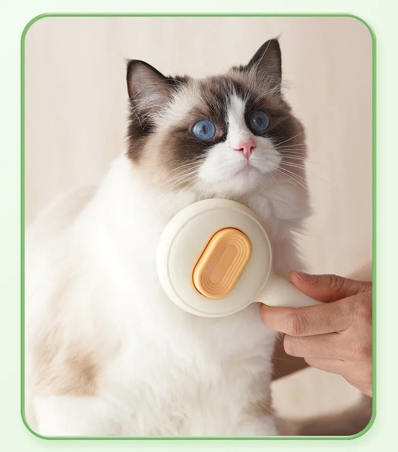 Self-Cleaning Cat Grooming Brush – One-Click Deshedding & Massage Comb for Cats