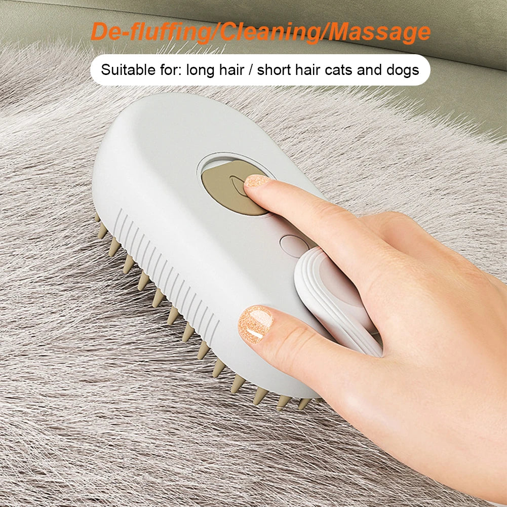 3-in-1 Steam Grooming Brush – Electric Spray Massage Comb for Cats & Dogs