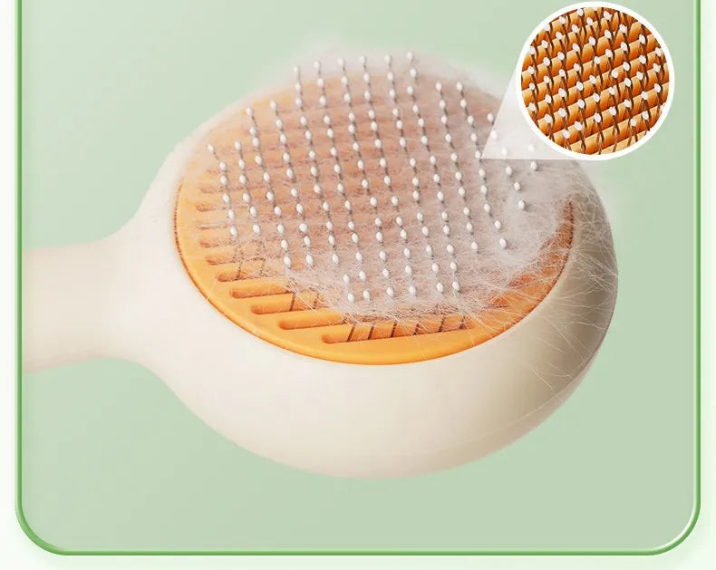 Self-Cleaning Cat Grooming Brush – One-Click Deshedding & Massage Comb for Cats
