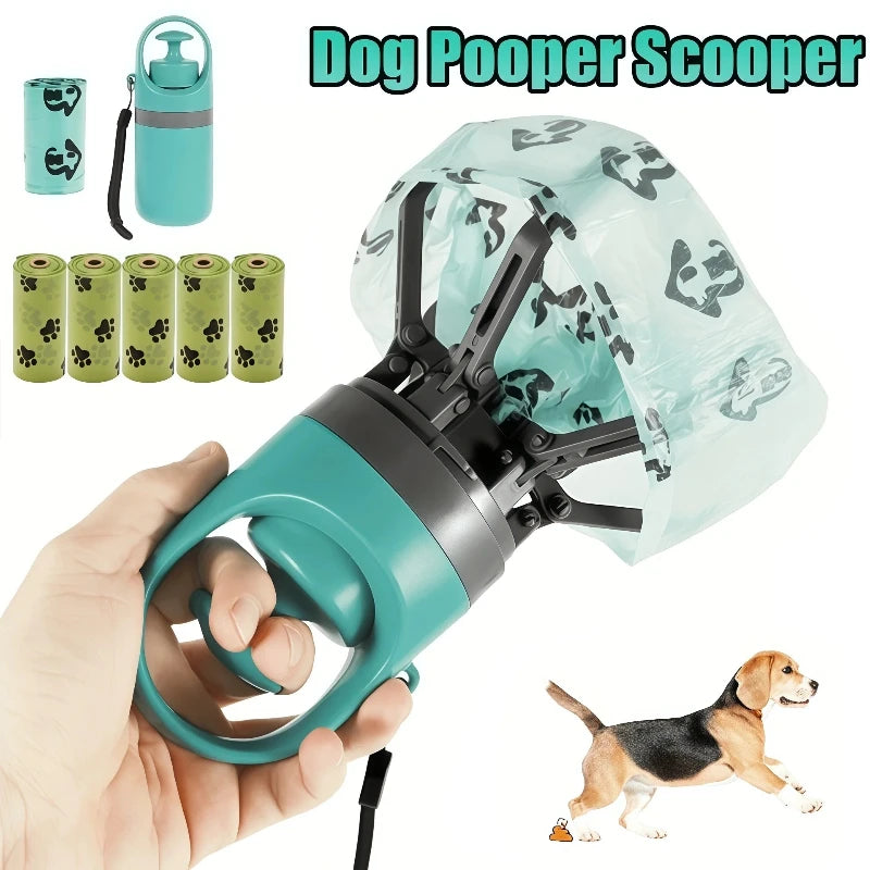 Hands-Free Portable Dog Pooper Scooper with Built-In Bag Dispenser – No-Touch Pet Waste Grabber for Outdoor Walks