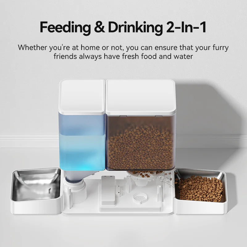 2-in-1 Automatic Pet Feeder & Water Fountain – 8.5L Large Capacity Gravity Food & Fresh Water Dispenser for Cats & Dogs