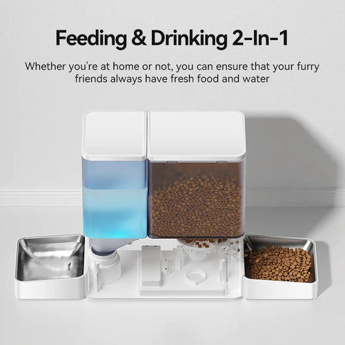 2-in-1 Automatic Pet Feeder & Water Fountain – 8.5L Large Capacity Gravity Food & Fresh Water Dispenser for Cats & Dogs