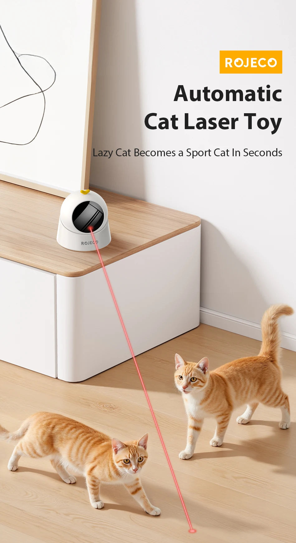 360° Automatic Laser Toy for Cats – Self-Moving Interactive Fun