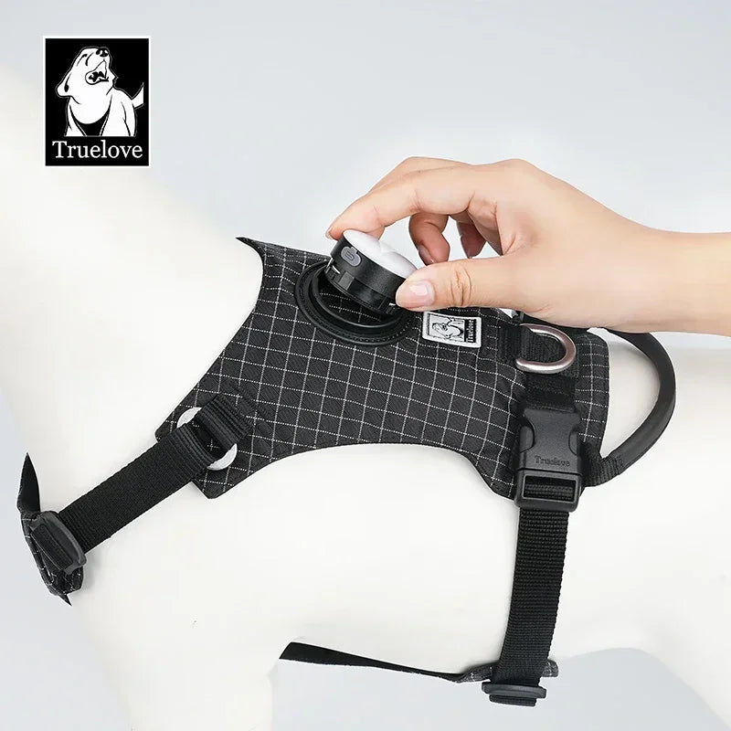 LED Dog Harness with Tracker Holder – Adjustable Night-Safety Harness for Outdoor Use