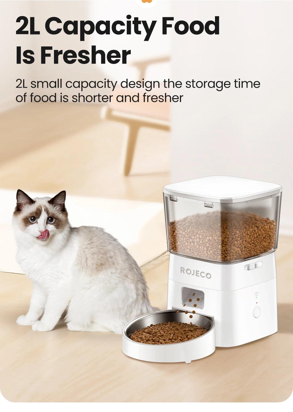 Smart Wi-Fi Automatic Pet Feeder – App-Controlled Dry Food Dispenser with Portion Control (2L Capacity)