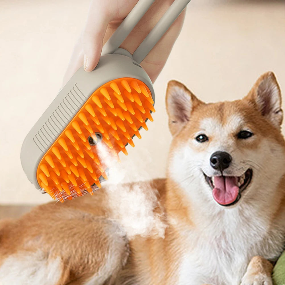 3-in-1 Steam Grooming Brush – Electric Spray Massage Comb for Cats & Dogs