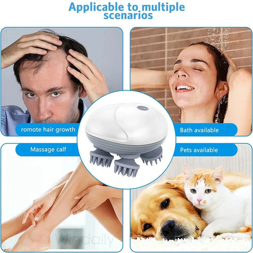 Electric Scalp & Body Massager – Deep Kneading Vibrations for Humans & Pets