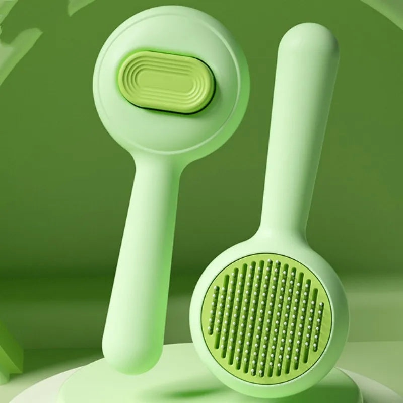Self-Cleaning Cat Grooming Brush – One-Click Deshedding & Massage Comb for Cats
