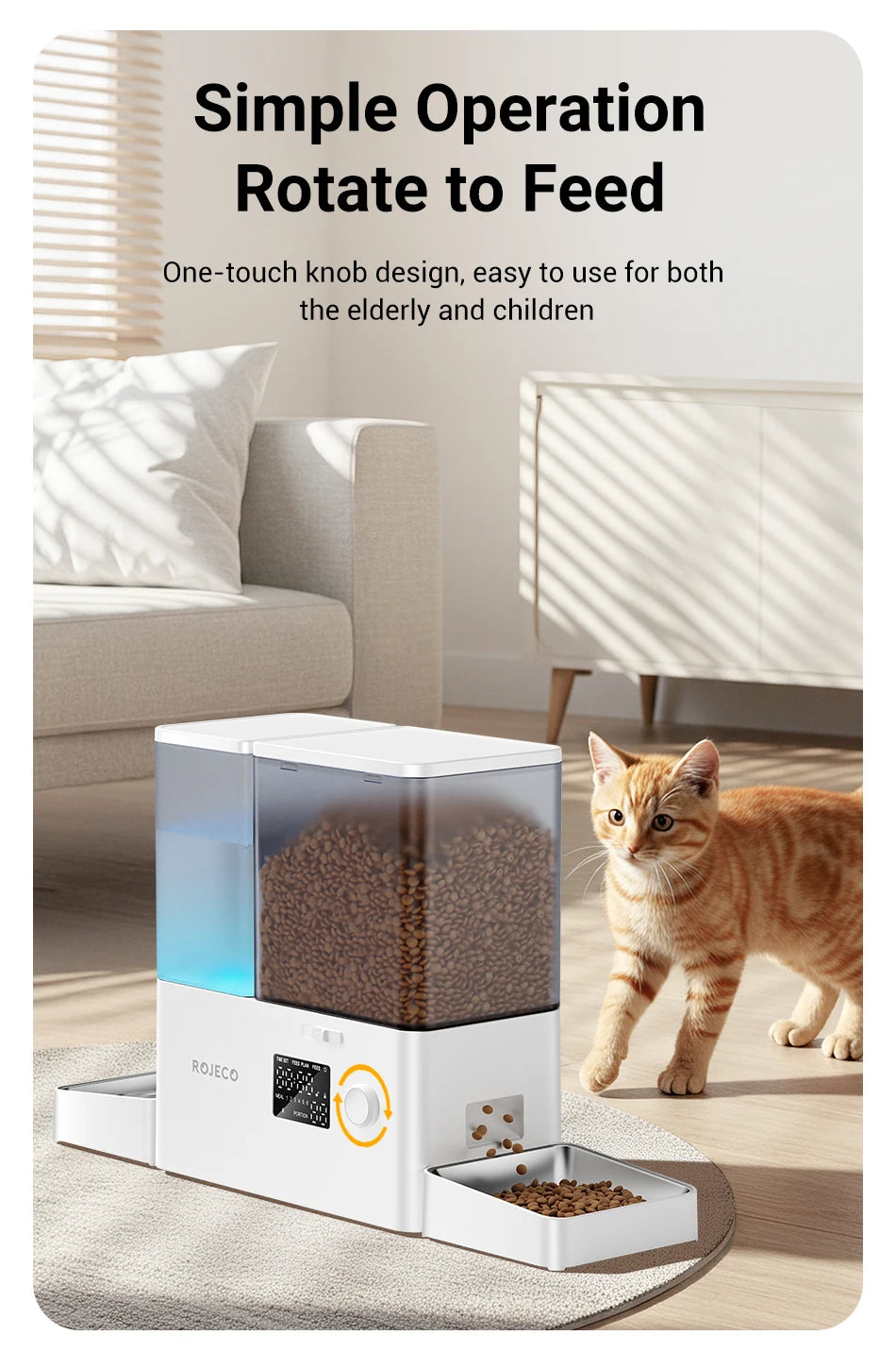2-in-1 Automatic Pet Feeder & Water Fountain – 8.5L Large Capacity Gravity Food & Fresh Water Dispenser for Cats & Dogs