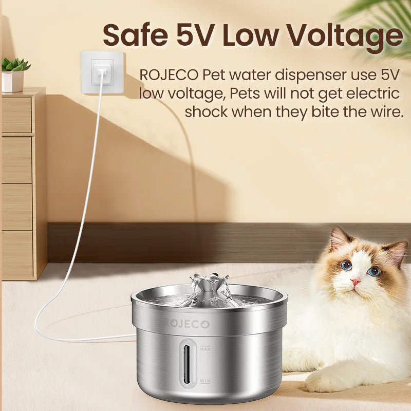 Premium Stainless Steel Pet Water Fountain – Automatic, Rechargeable & Ultra-Quiet