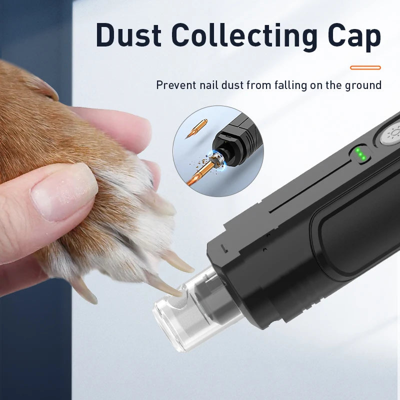 ROJECO P3 Electric Pet Nail Grinder with Dual LED Lights – Stress-Free Nail Trimming for Dogs & Cats