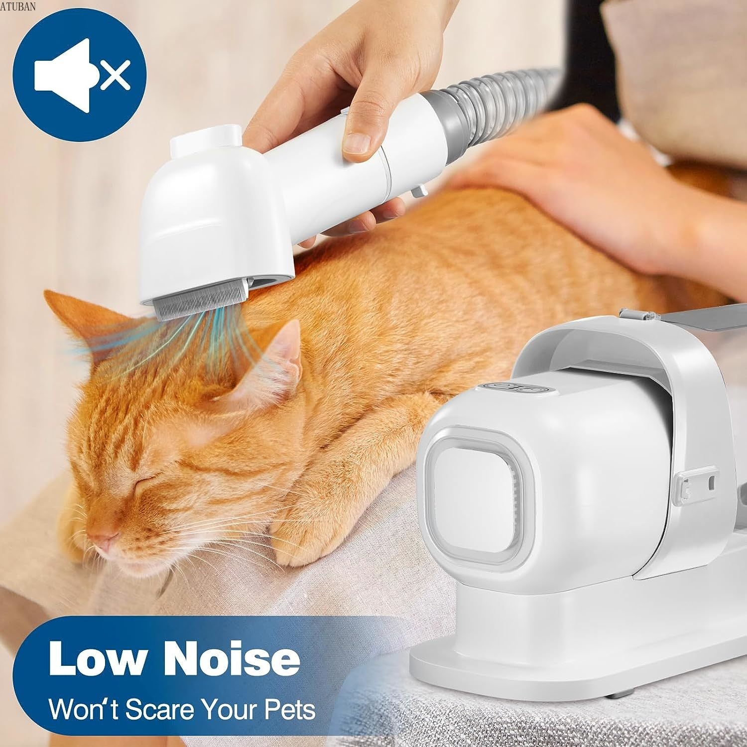 Pet Grooming Vacuum Kit – Low-Noise Hair Trimmer & Brush with 2.3L Hair Collector
