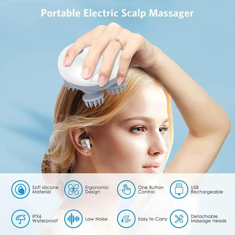 Electric Scalp & Body Massager – Deep Kneading Vibrations for Humans & Pets