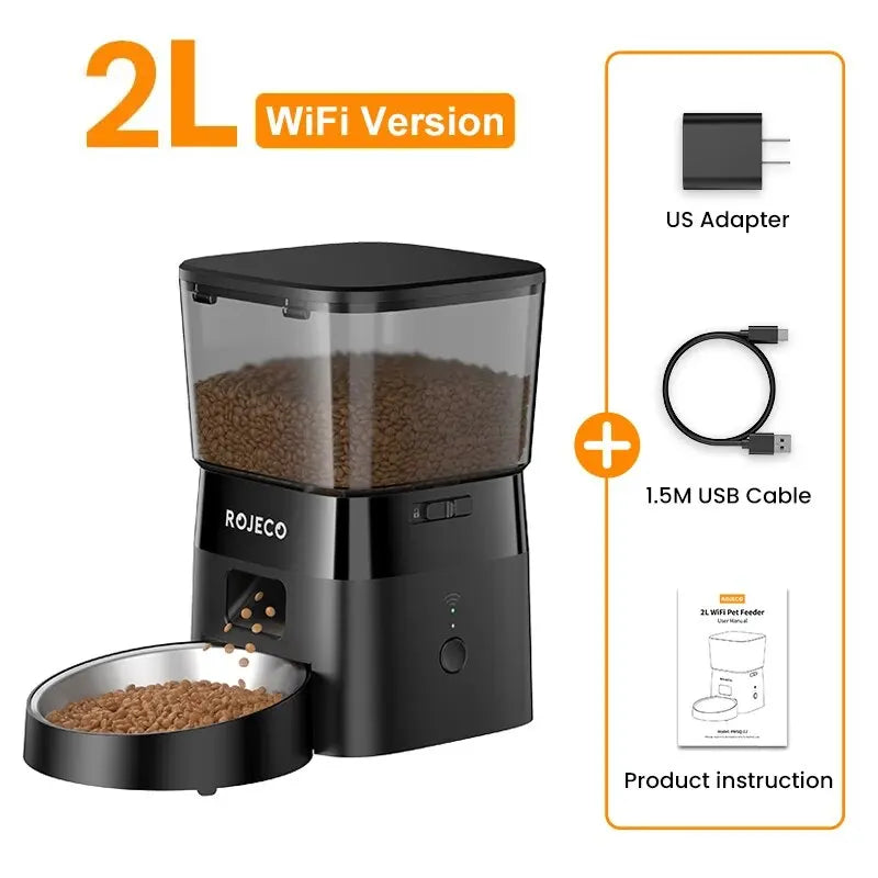 Smart Wi-Fi Automatic Pet Feeder – App-Controlled Dry Food Dispenser with Portion Control (2L Capacity)