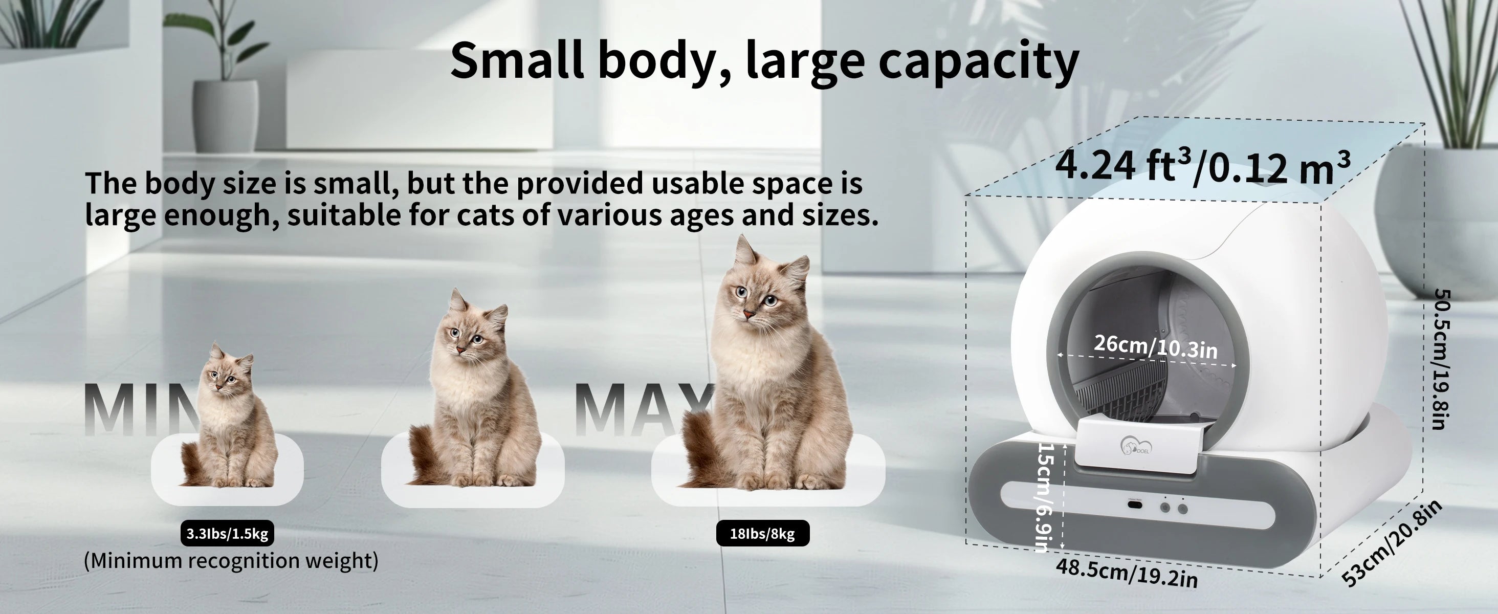 DOEL Self-Cleaning Cat Litter Box with App Control – Large Capacity, Multi-Cat Friendly
