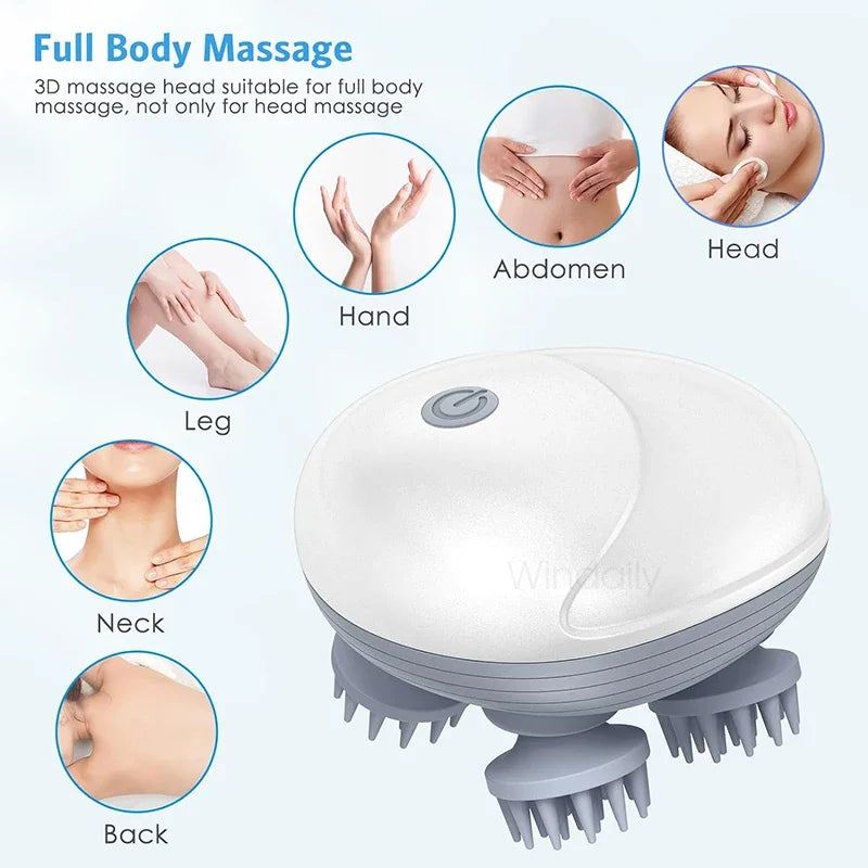 Electric Scalp & Body Massager – Deep Kneading Vibrations for Humans & Pets