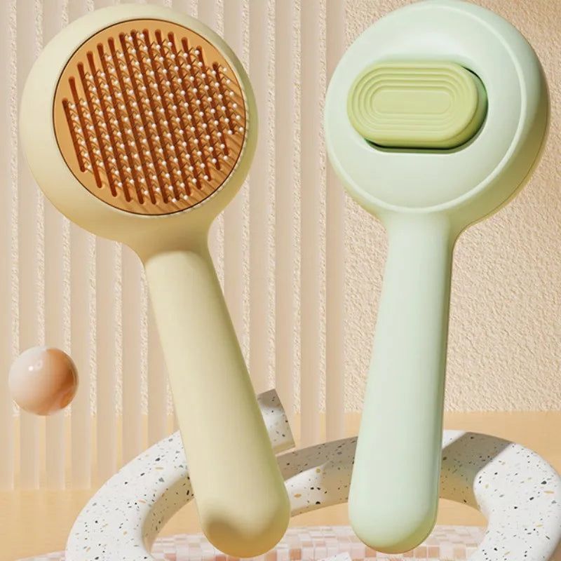 Self-Cleaning Cat Grooming Brush – One-Click Deshedding & Massage Comb for Cats