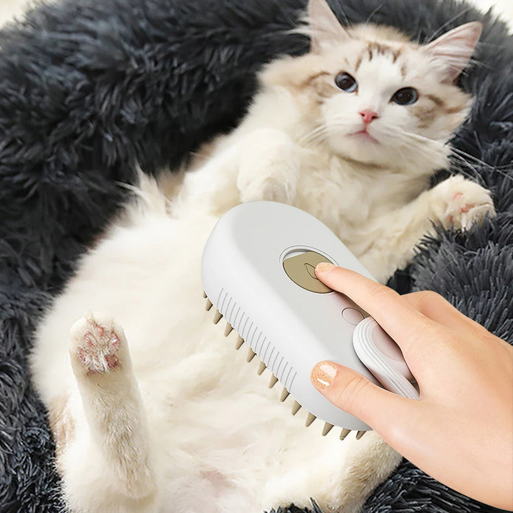 3-in-1 Steam Grooming Brush – Electric Spray Massage Comb for Cats & Dogs