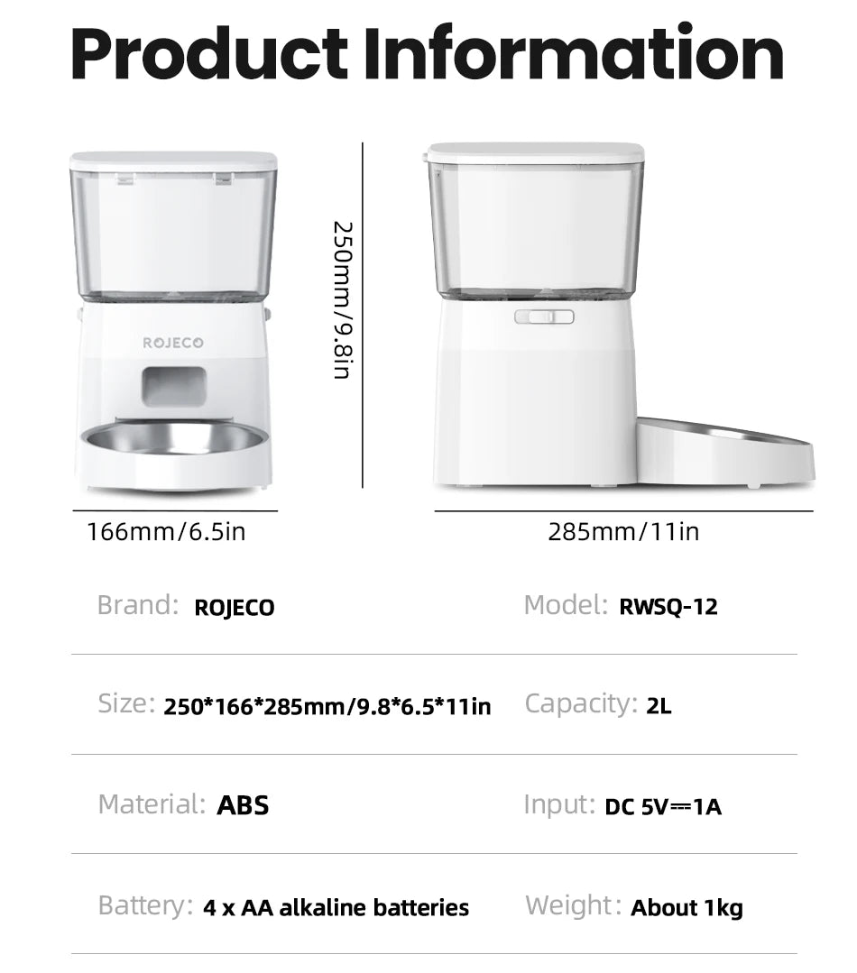 Smart Wi-Fi Automatic Pet Feeder – App-Controlled Dry Food Dispenser with Portion Control (2L Capacity)
