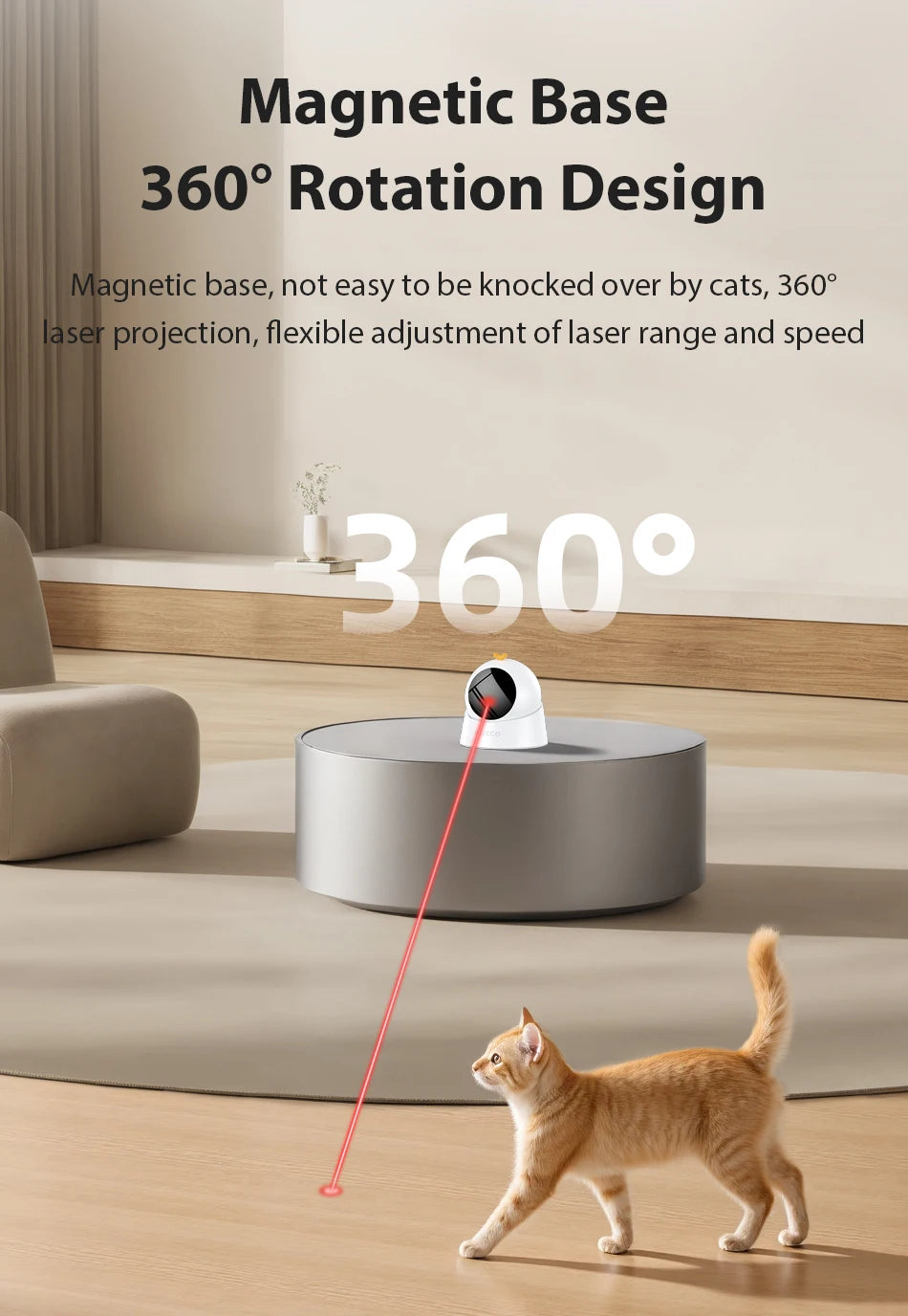 360° Automatic Laser Toy for Cats – Self-Moving Interactive Fun
