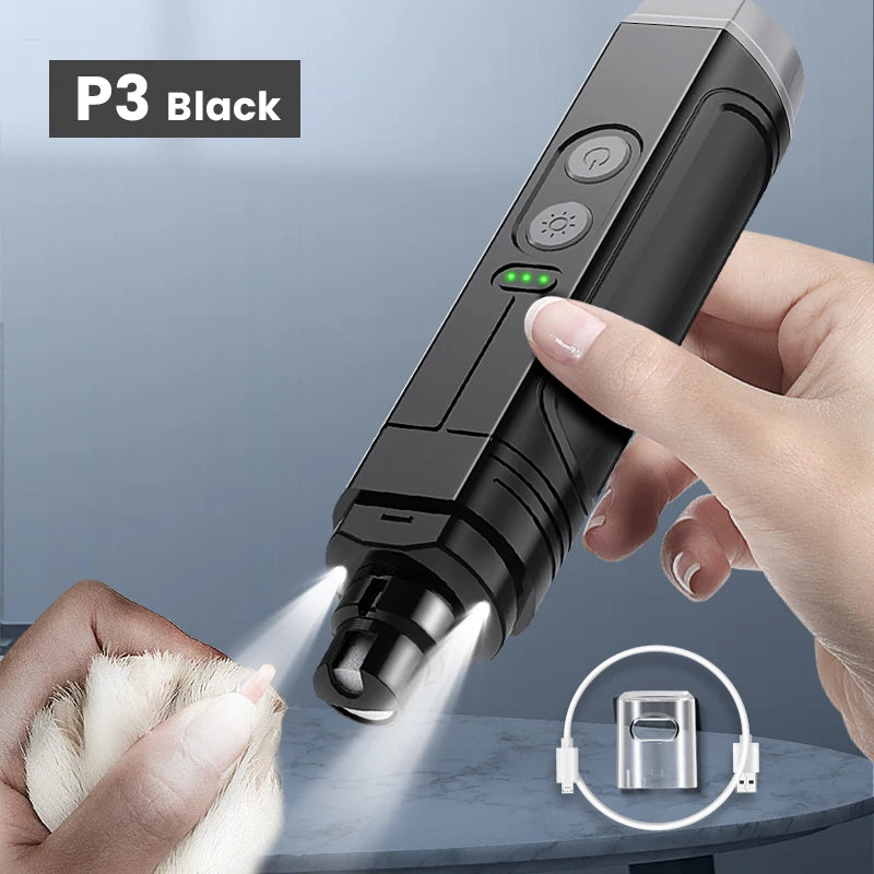 ROJECO P3 Electric Pet Nail Grinder with Dual LED Lights – Stress-Free Nail Trimming for Dogs & Cats