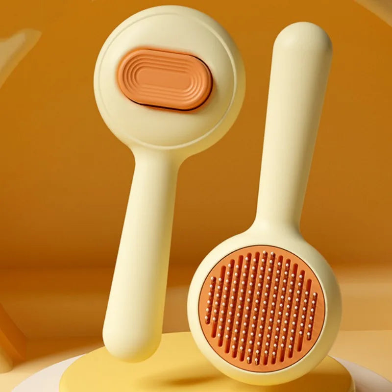 Self-Cleaning Cat Grooming Brush – One-Click Deshedding & Massage Comb for Cats
