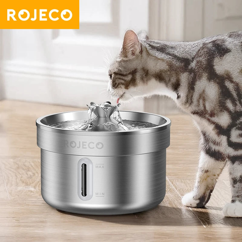 Premium Stainless Steel Pet Water Fountain – Automatic, Rechargeable & Ultra-Quiet