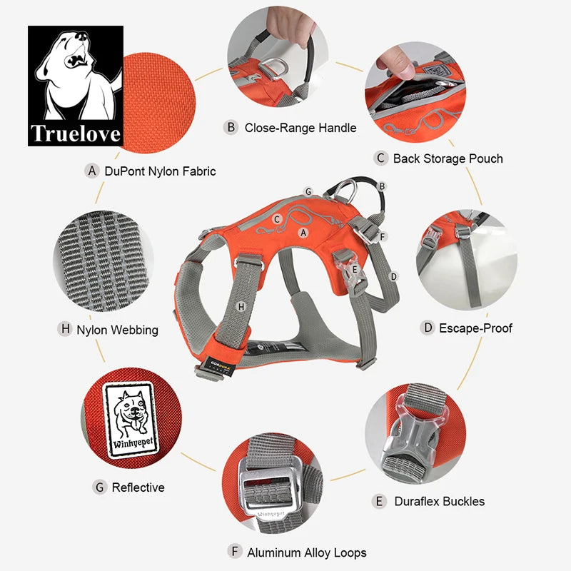 Escape-Proof Tactical Dog Harness with Storage Pocket – Adjustable Training & Outdoor Vest