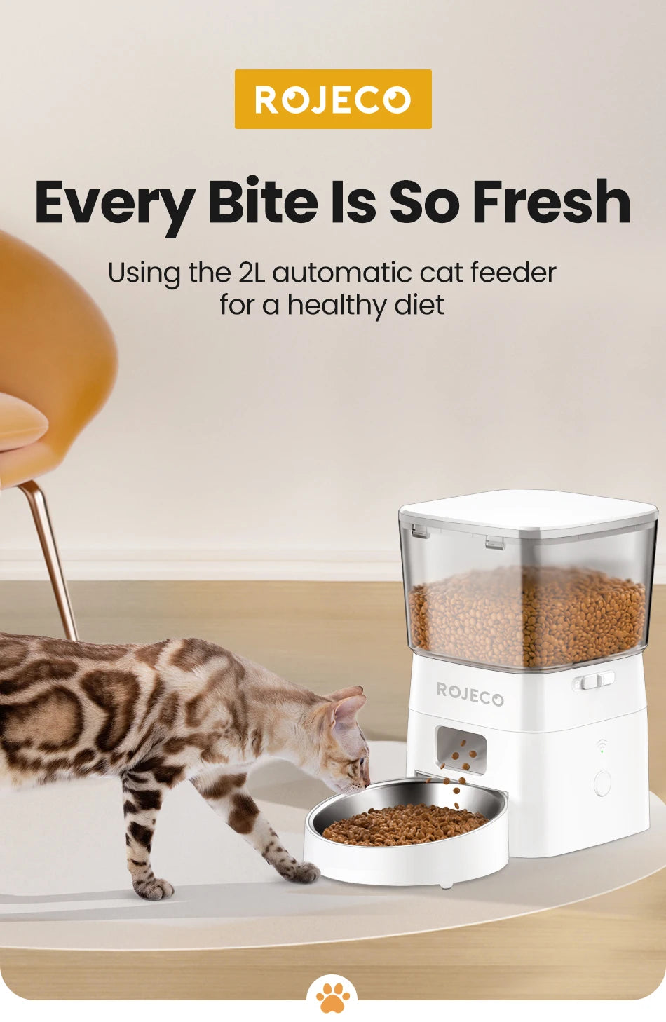 Smart Wi-Fi Automatic Pet Feeder – App-Controlled Dry Food Dispenser with Portion Control (2L Capacity)